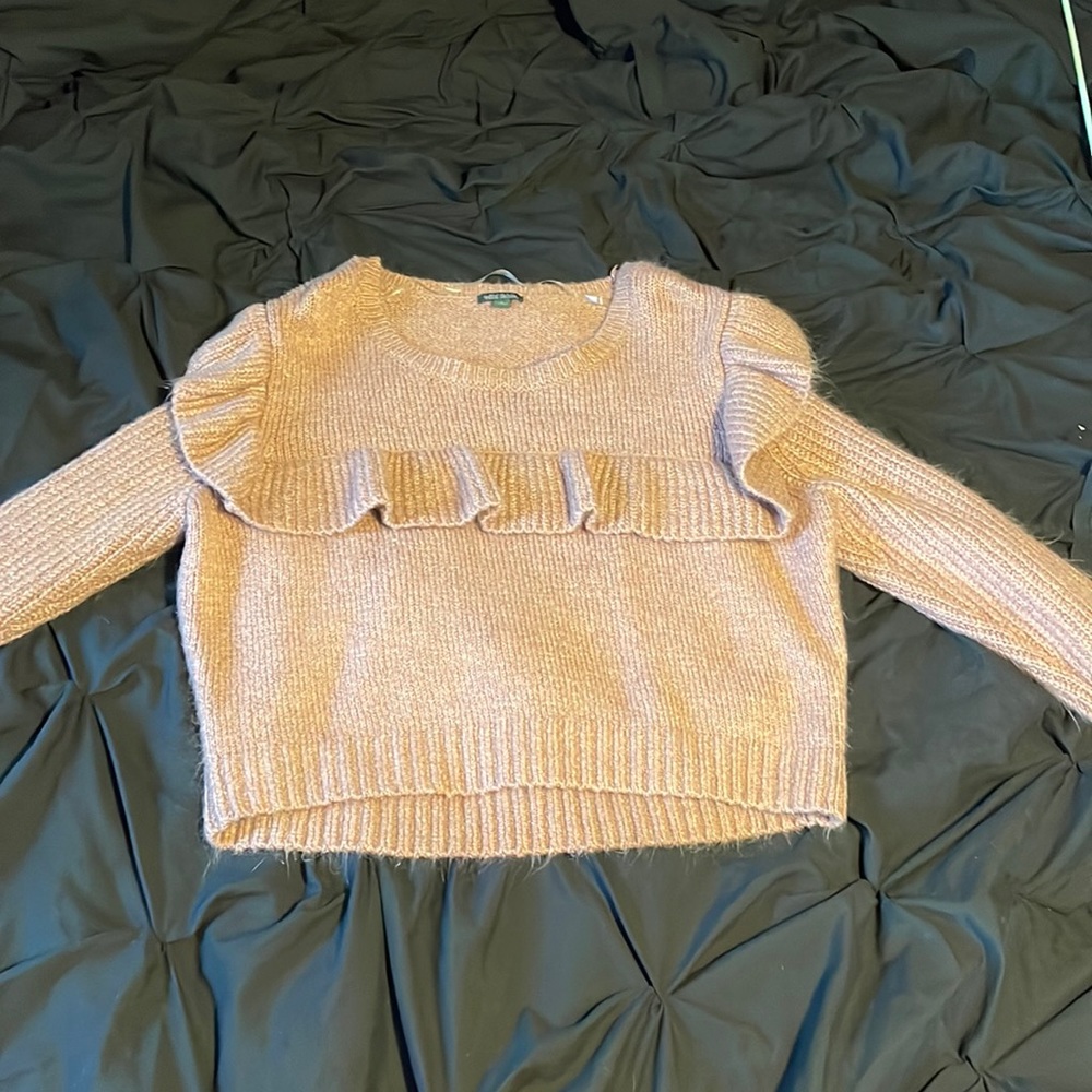 Large, pink, wild fable sweater.